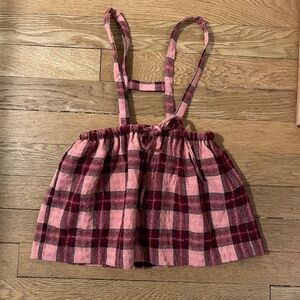 Zara Pink and Burgundy Plaid Suspender Skirt